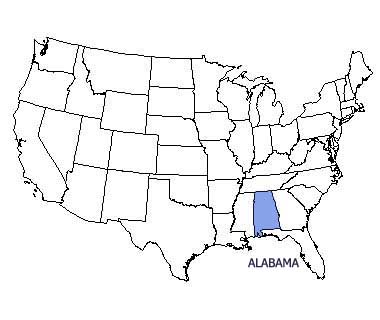alabama state map. USA map with Alabama