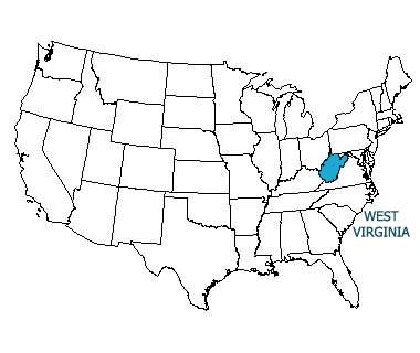 USA map with West Virginia highlighted USA map with West Virginia highlighted