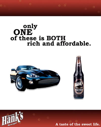 Hanks beer alcohol ads - Only one of these is both rich and affordable - car vs. beer - good beer ads