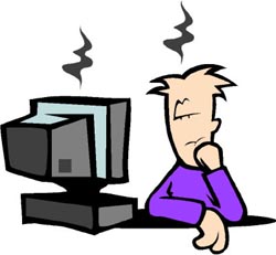 Really funny short jokes: Funny drawing of man working in front of computer and falling asleep