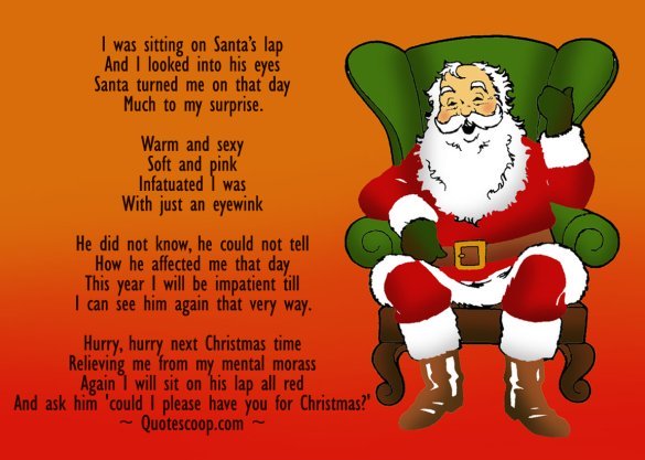 Christmas poem with a sexy santa in a chair. Can also be used as a Christmas card.