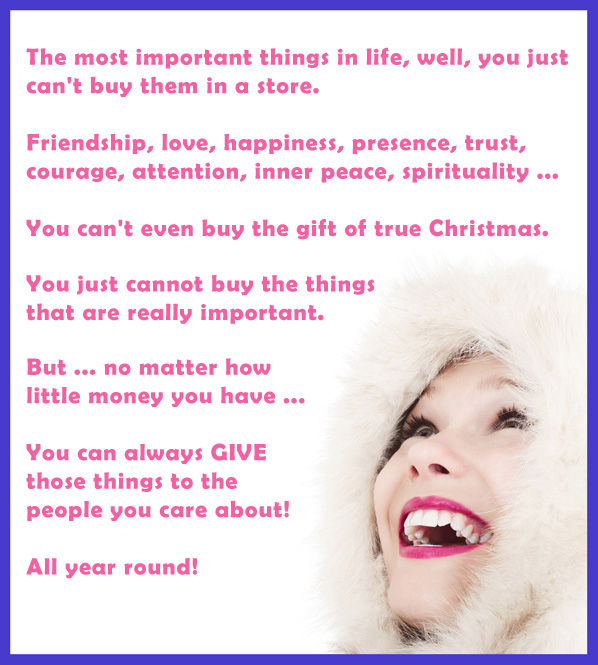 Woman in white on Christmas card with important life rules.