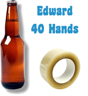 'Ingredients' for playing Edward 40 hands: Beer and duck tape.