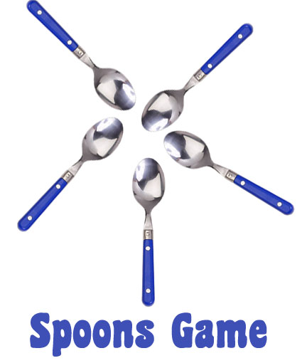 Spoons drinking game. Picture of spoons in a circle.