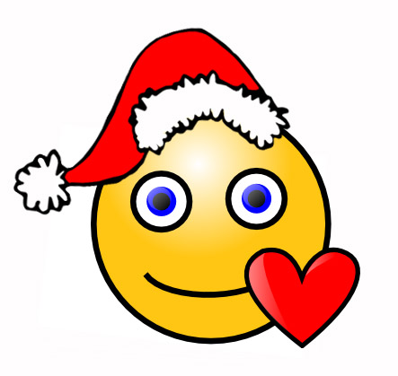 Yellow christmas smiley red love heart