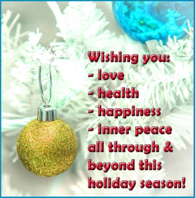 Modern Christmas greeting card: Wishing you love, health, happiness and inner peace all through and beyond this holiday season.