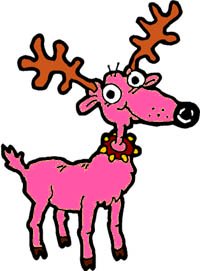 Silly pink reindeer of Santa Claus