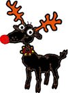 Santa Claus reindeer Rudolph black red nose