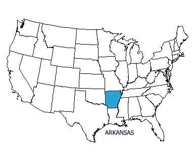 USA map with Arkansas highlighted