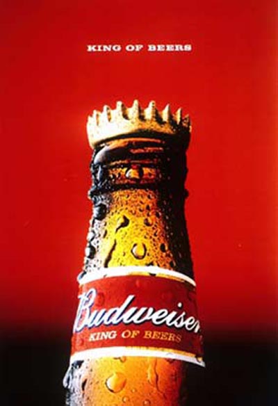 Budweiser ad - Budweiser bottle with crown. King of Beers