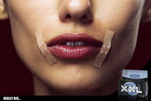 Durex xxl - funny condom ads - woman with plaster