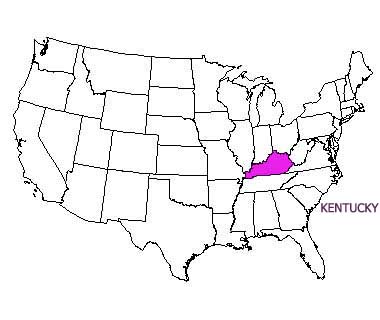 USA map with Kentucky highlighted