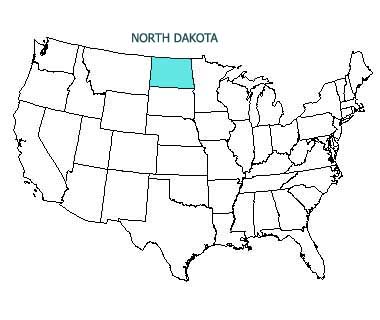 USA map with North Dakota highlighted