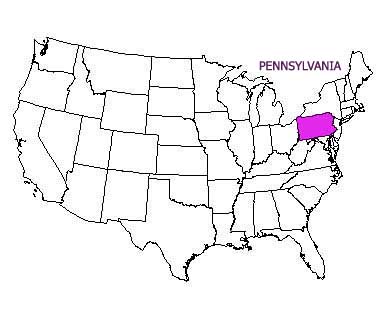 USA map with Pennsylvania highlighted