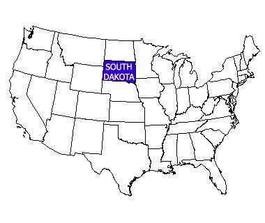 USA map with South Dakota highlighted