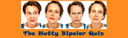 Funny Bipolar Quiz: 4 different moods expressions on womans face.