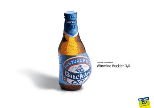 Buckler beer commercial, non-alcoholic - Pregnant bottle.