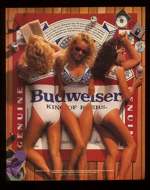  Budweiser beer ads - Three pretty Budweiser girls. King of beers.