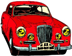 Funny jokes about cars. Drawing of an old style Rolls Royce