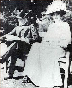 Young Churchill in 1908 with his future wife Clementine Hozier.