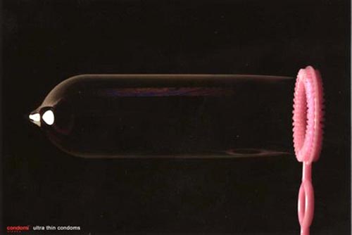 Funny Condomi condom commercial: ultra thin - blowing bubble