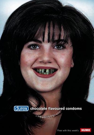 Durex commercial with Monica Lewinsky - chocolate flavoured