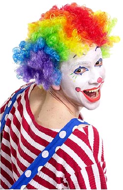 Hilarious birthday sayings - colorful funny clown smiling.