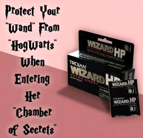 Trojan condoms funny ads: trojan wizard, extra harry