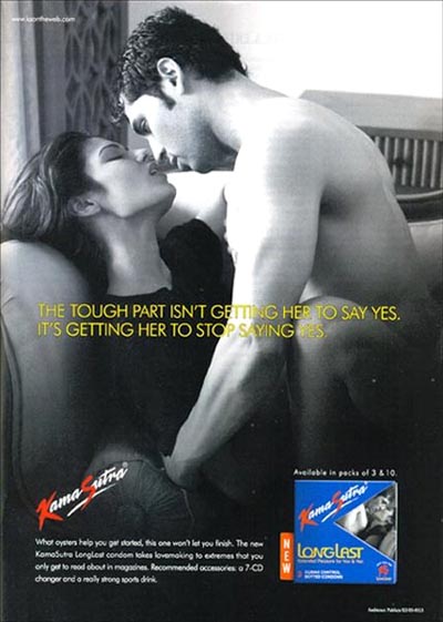 Kama Sutra couple making love - condom ads