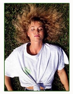 Picture of pretty girl with eyes closed in the grass