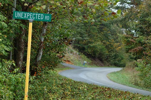 Silly signs: Unexpected Road!