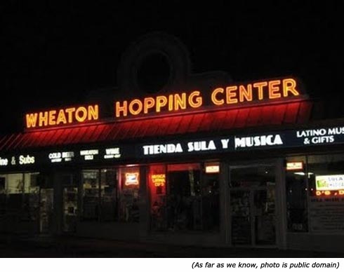 Funny shop signs. Wheaton Hopping Center.