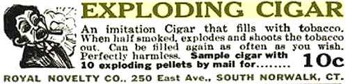Funny thoughts and inventions: Old news paper ad of exploding cigar.
