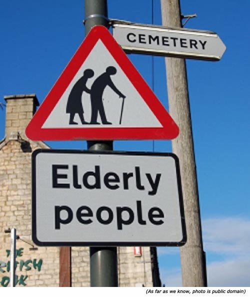 Hilarious funny traffic signs: Elderly people. Cemetery!