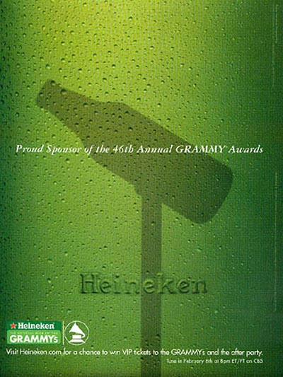 Heineken beer ads - sponsor of grammy awards