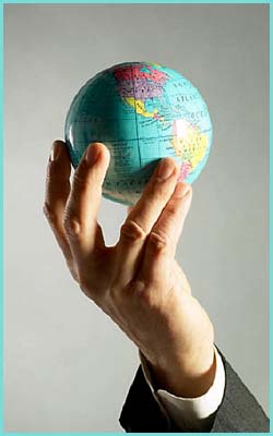 Quotes about leadership: hand holding globe.
