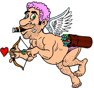 Funny drawing of silly male amor / cupid