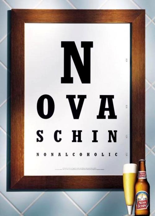 Nova Schin ads non-alcoholic - Letters on a board!