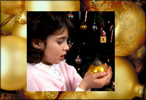 Little girl in christmas photo as part of a photo book.