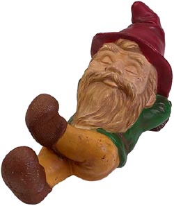 Quick jokes: funny gnome sleeping on his back