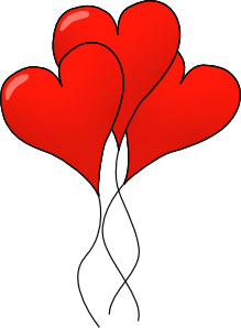 3 love heart ballons