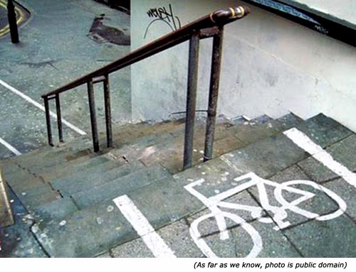 Funny road signs: Funny signs of bicycle on pavement!