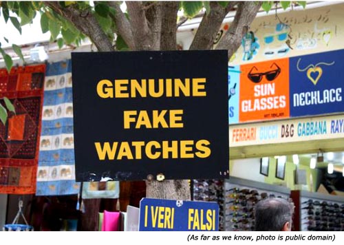 Hilarious sales signs: Genuine Fake Watches!