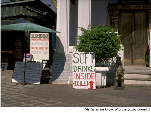 Hilarious sales signs: Soft drinks inside toilet!