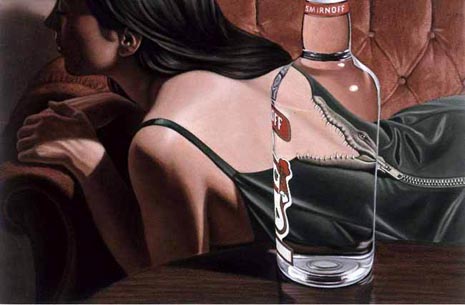 Smirnoff ad with crocodile down woman's breast - best alcohol ads