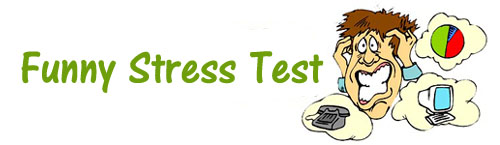 Funny Stress Test: Stressed out office man with stressful thoughts.