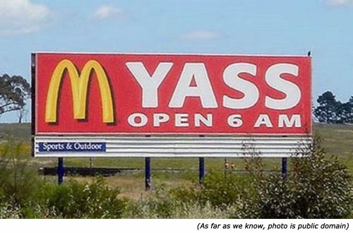 Funny restaurant signs from McDonalds: MYASS