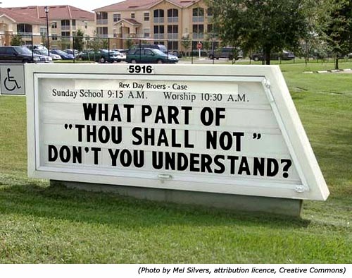 Funny church signs: What part of Though shall not don't you understand!