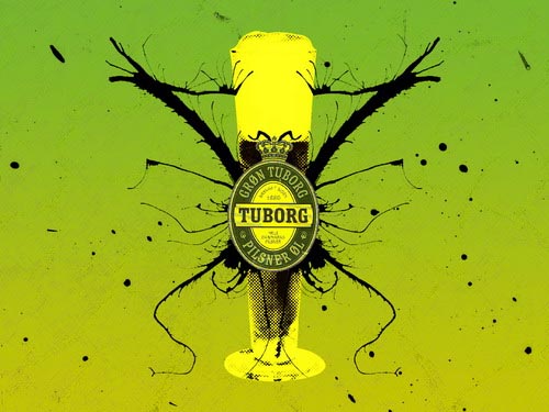 Tuborg ads - interesting ad that looks like a spider / Rorschach test / microphone.