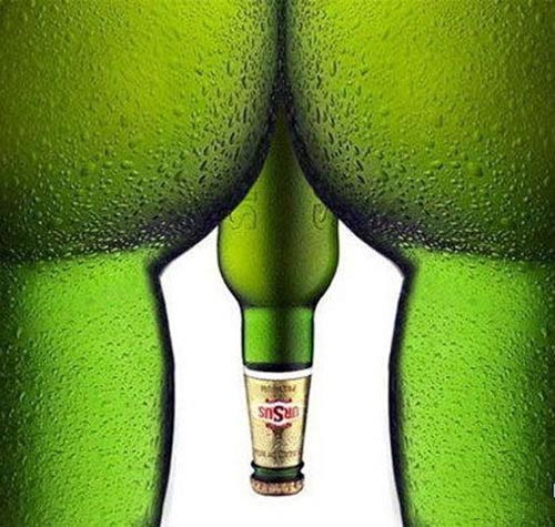 Ursus beer commercials - Green bottles that look like thighs and penis!
